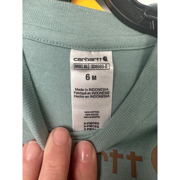 NEW CARTER'S Boys 2 Piece Set Canvas Overalls and Blue LS Shirt 6M Farm A18 - Picture 5 of 5